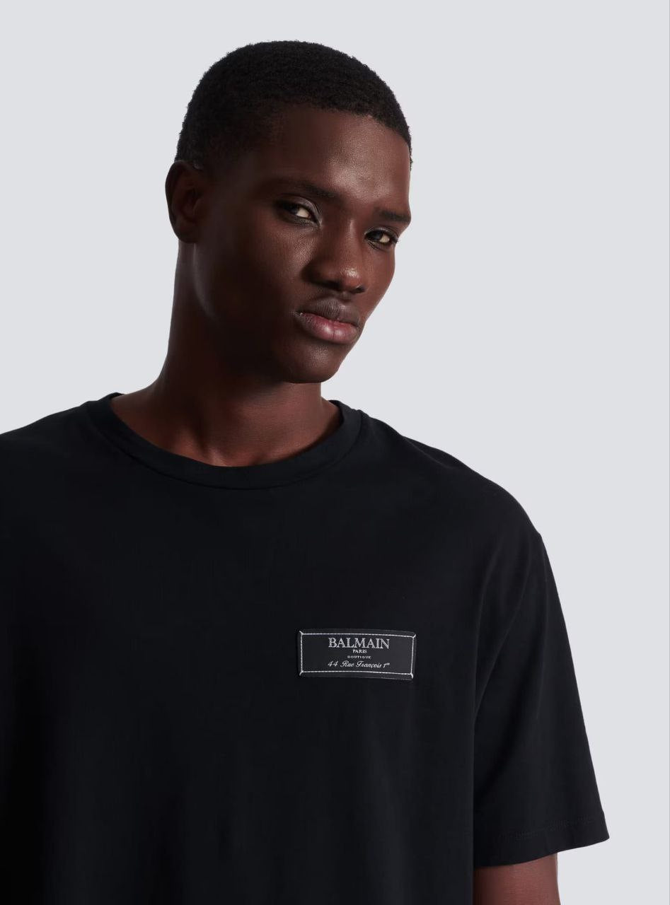 Loose Fit Black T-shirt with Signature Emrboidery - Exclusive Wear