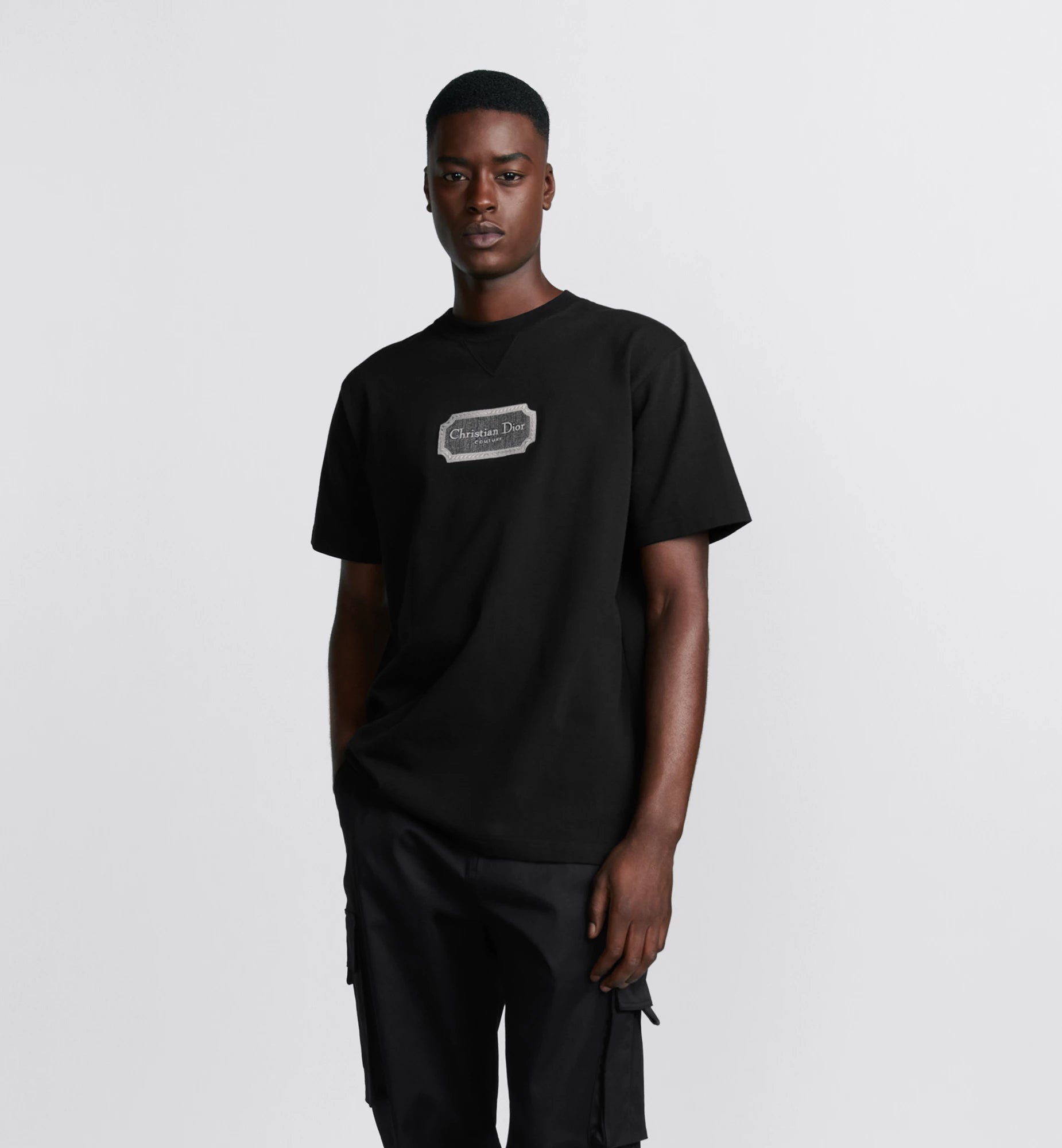 Couture Relaxed Fit Black T-shirt with Embroidery - Exclusive Wear