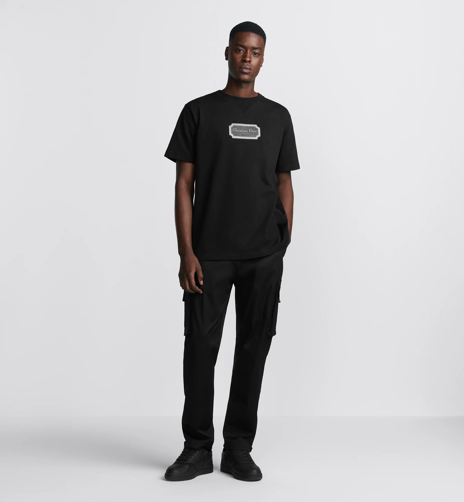 Couture Relaxed Fit Black T-shirt with Embroidery - Exclusive Wear