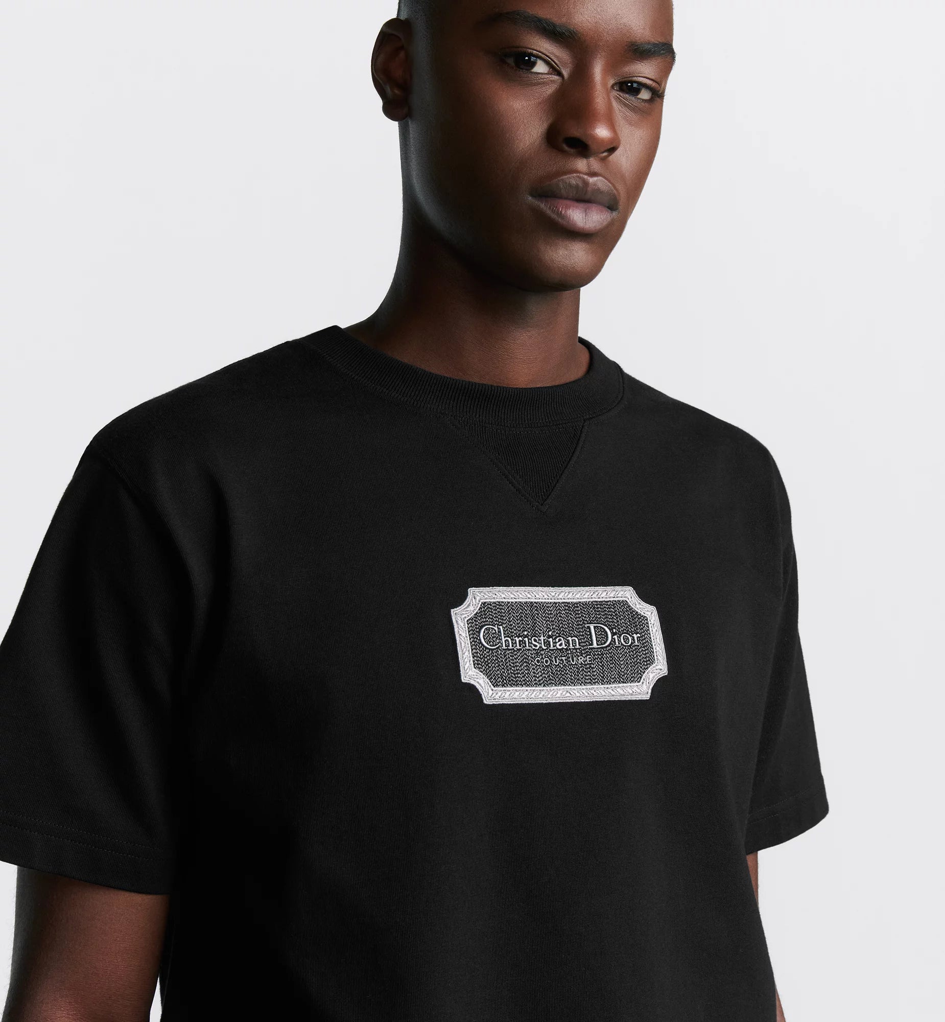 Couture Relaxed Fit Black T-shirt with Embroidery - Exclusive Wear
