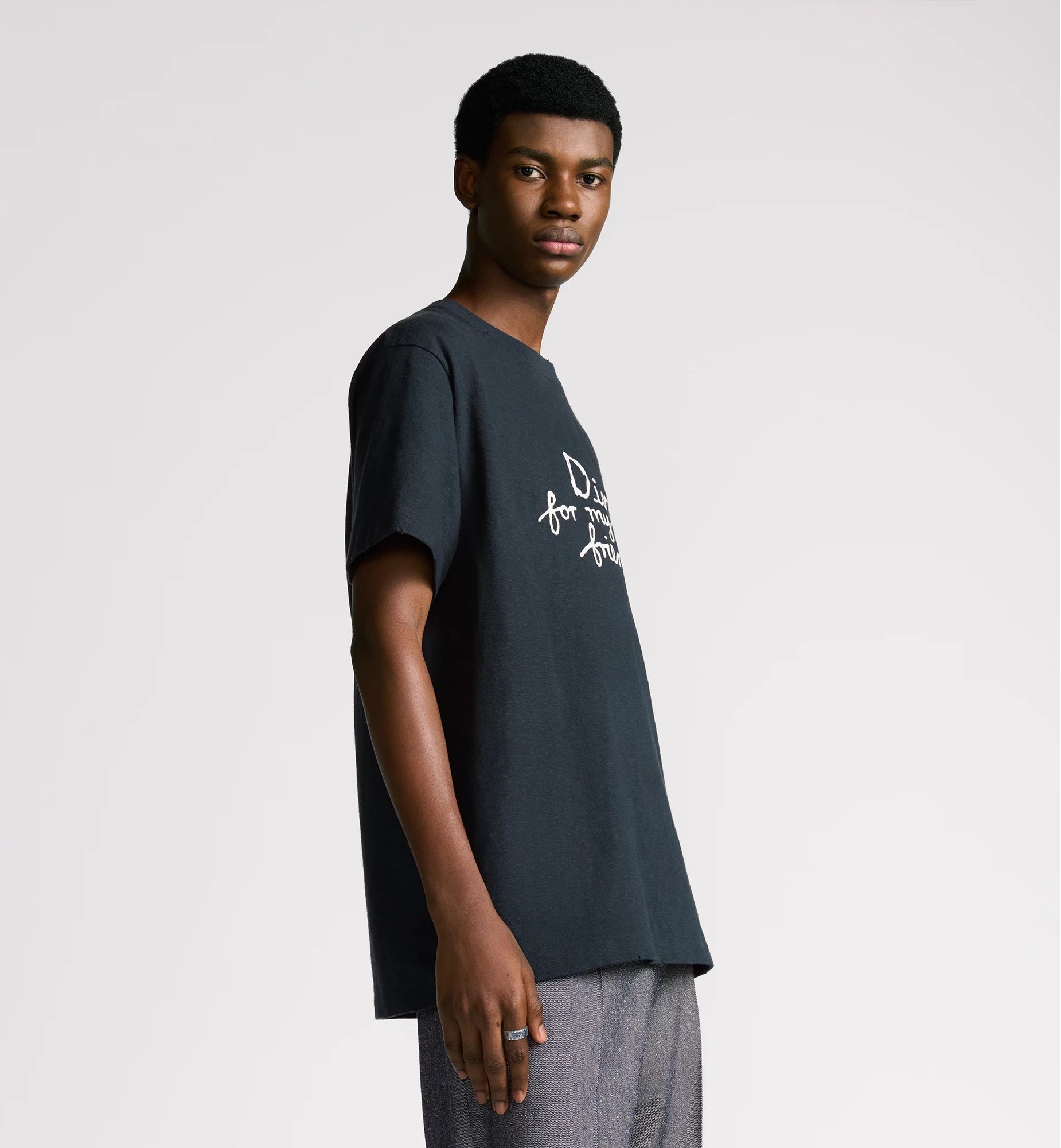 Hylton Nel For My Real Friends Embroidered Navy Blue T-shirt - Exclusive Wear
