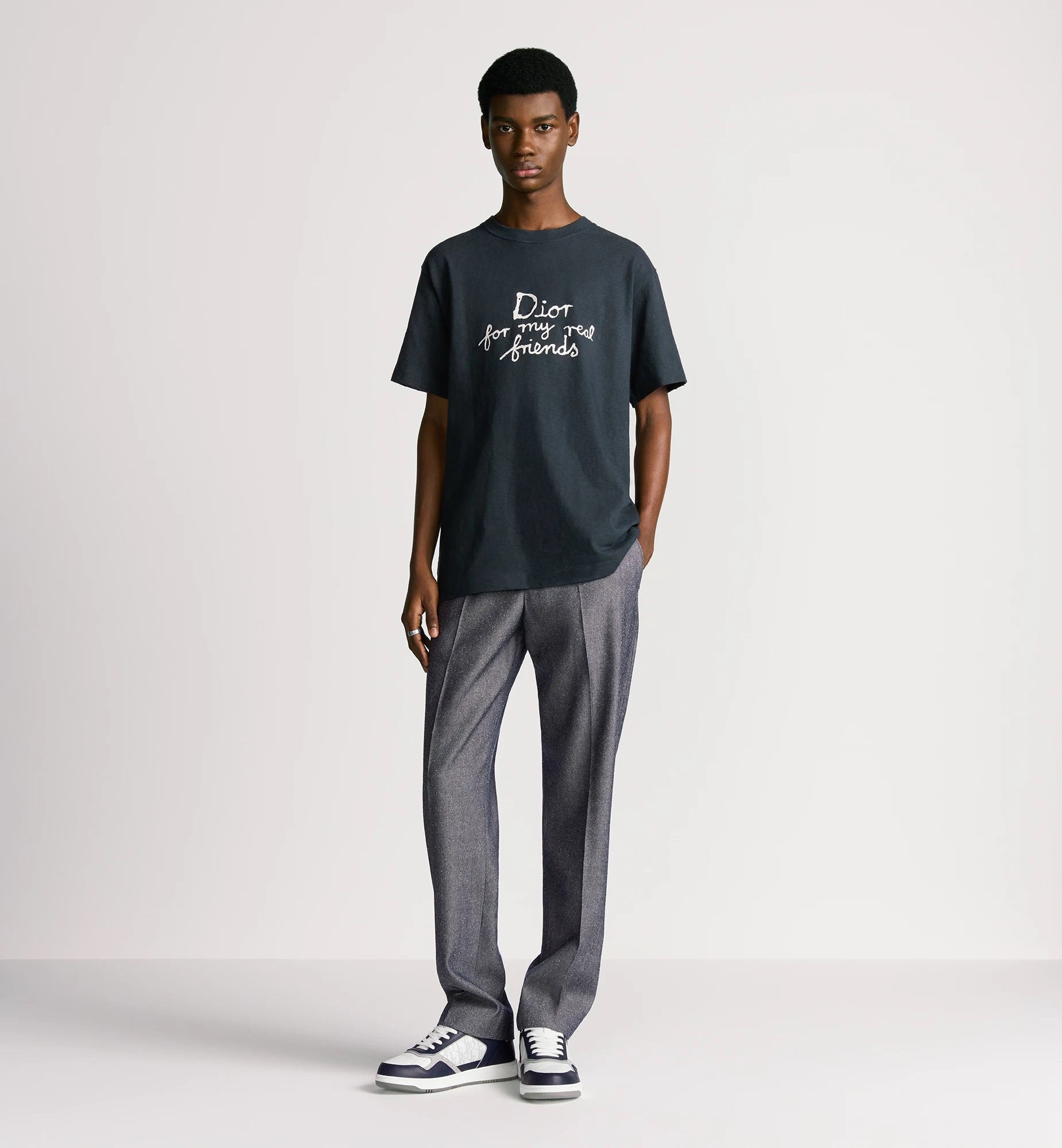 Hylton Nel For My Real Friends Embroidered Navy Blue T-shirt - Exclusive Wear