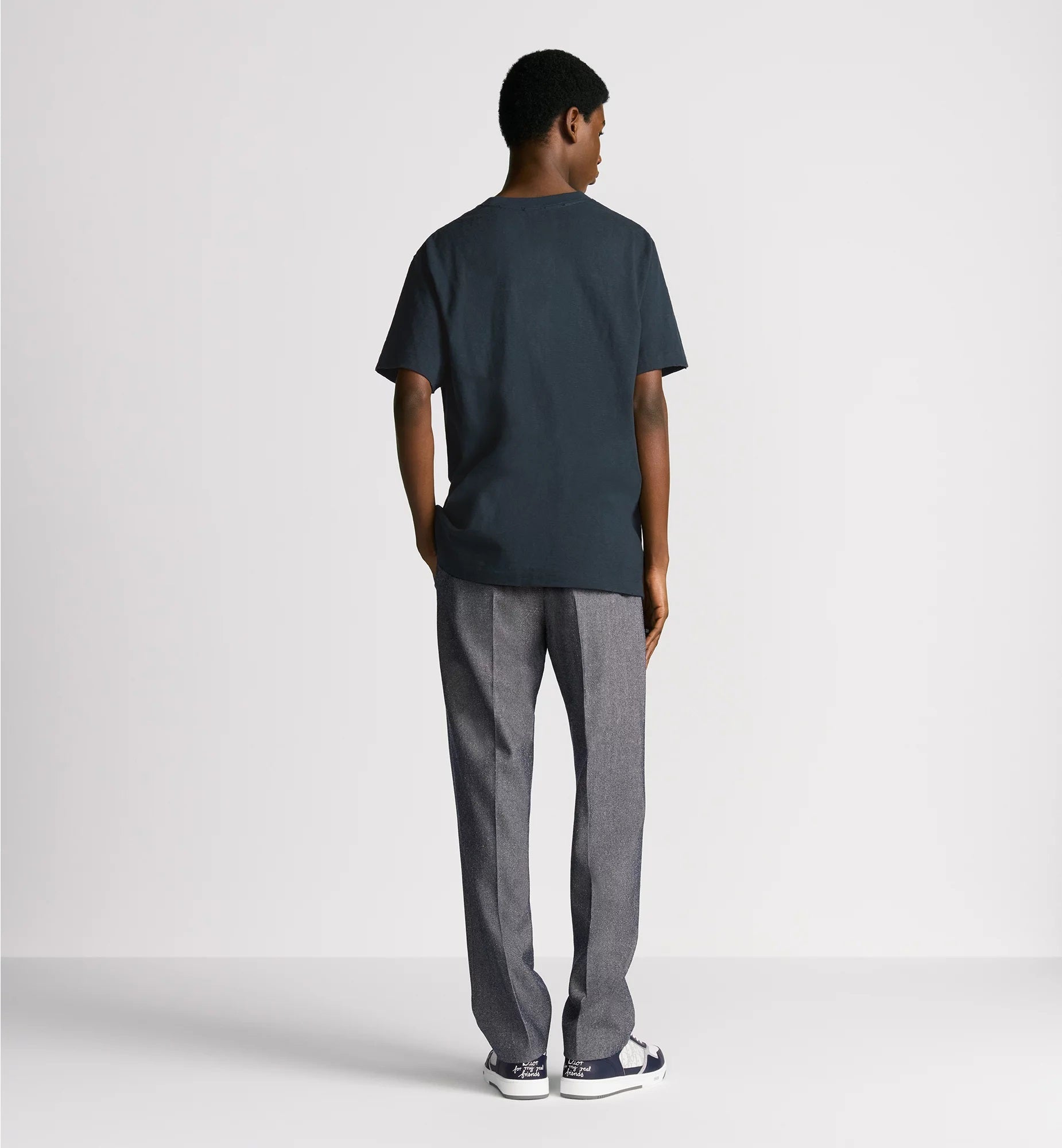 Hylton Nel For My Real Friends Embroidered Navy Blue T-shirt - Exclusive Wear