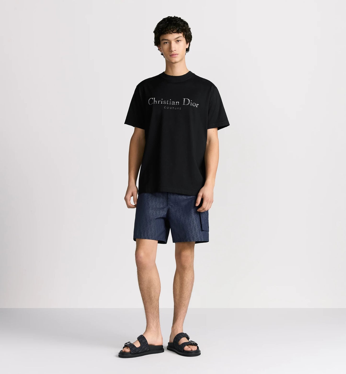 Couture Distressed-Effect Relaxed Fit Black T-shirt