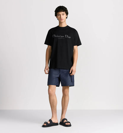 Couture Distressed-Effect Relaxed Fit Black T-shirt