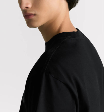 Couture Distressed-Effect Relaxed Fit Black T-shirt