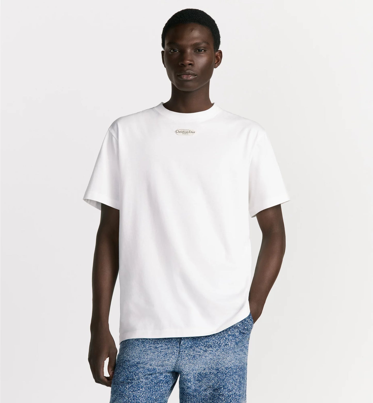 Relaxed Fit White Cotton T-shirt with Tag