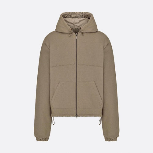 REVERSIBLE BEIGE HOODED TRACK JACKET