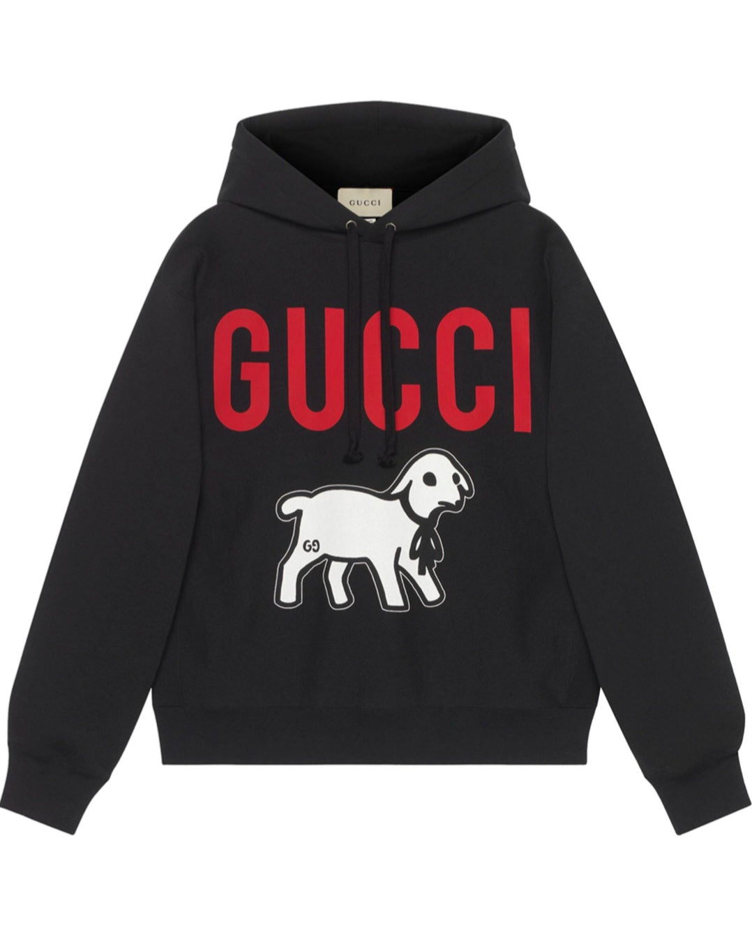 Black Oversize Hoodie with Lamb Print - Exclusive Wear