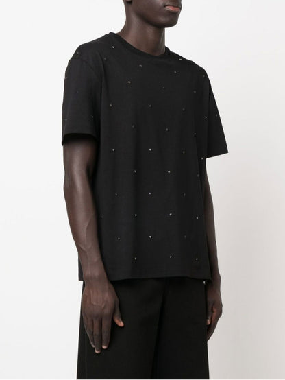 Rockstud Black Cotton T-shirt - Exclusive Wear