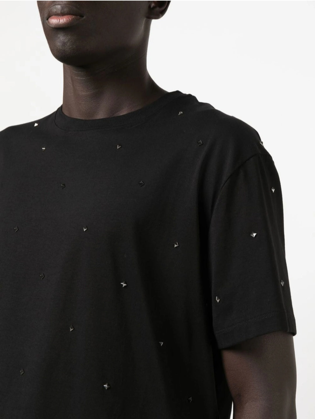 Rockstud Black Cotton T-shirt - Exclusive Wear