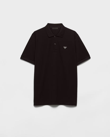 Black Cotton Pique Poloshirt