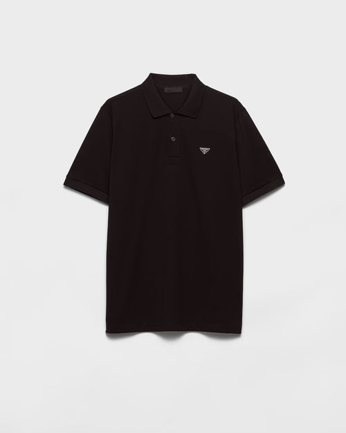 Black Cotton Pique Poloshirt