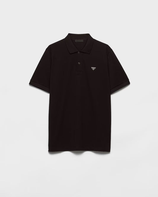 Black Cotton Pique Poloshirt