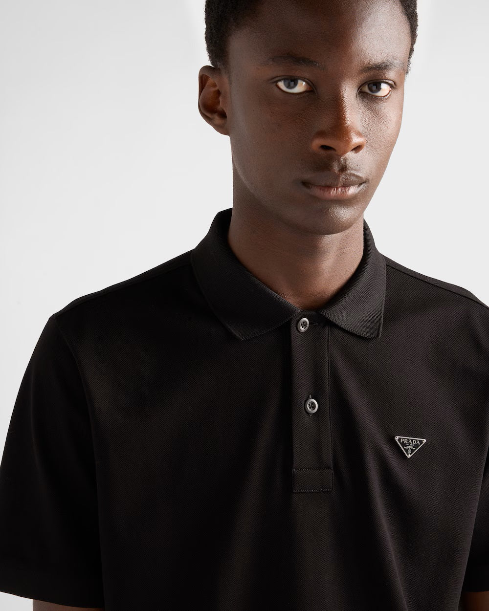 Black Cotton Pique Poloshirt