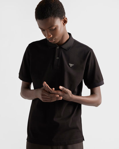 Black Cotton Pique Poloshirt