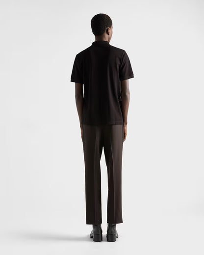 Black Cotton Pique Poloshirt