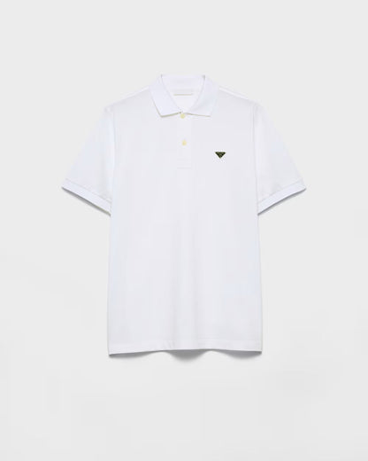White Cotton Pique Poloshirt