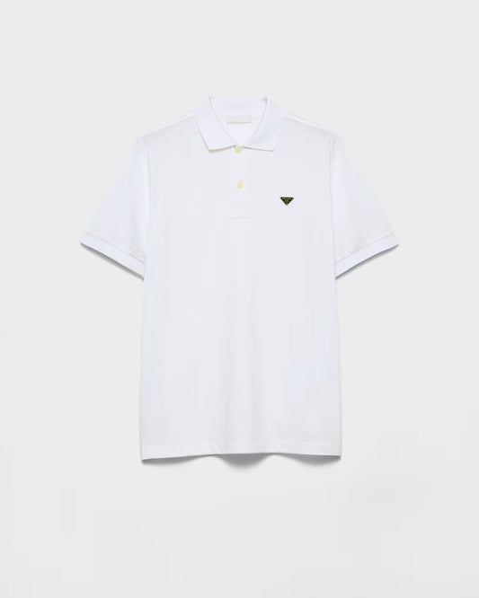 White Cotton Pique Poloshirt