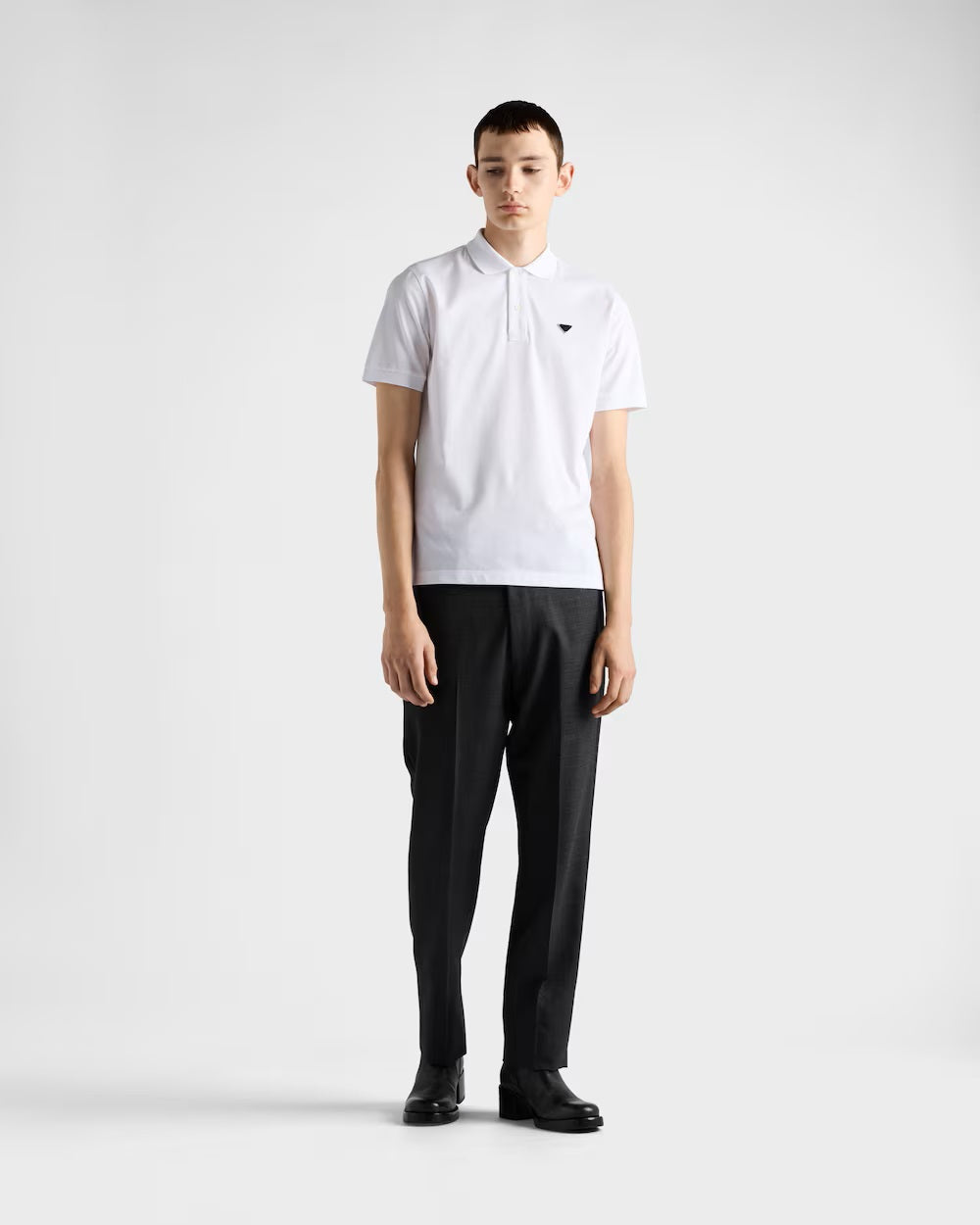 White Cotton Pique Poloshirt