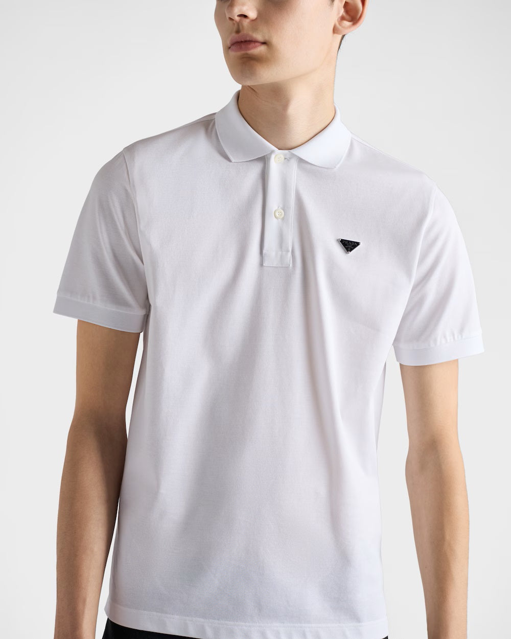 White Cotton Pique Poloshirt