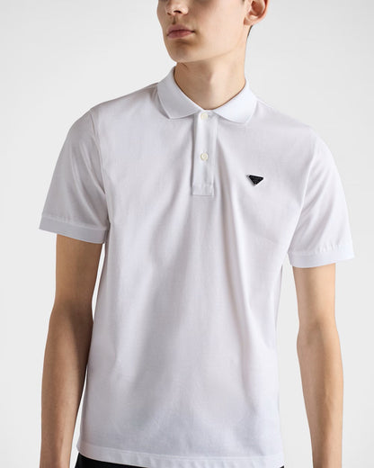 White Cotton Pique Poloshirt