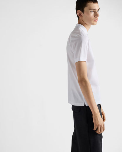 White Cotton Pique Poloshirt