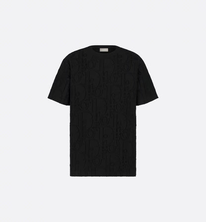 Black Relaxed Fit Oblique Motif Cotton T-shirt