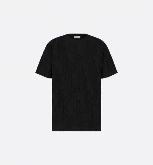 Black Relaxed Fit Oblique Motif Cotton T-shirt