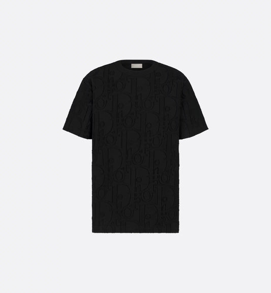 Black Relaxed Fit Oblique Motif Cotton T-shirt