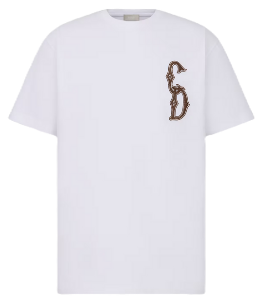 CD INTERLACED RELAXED FIT WHITE T-SHIRT