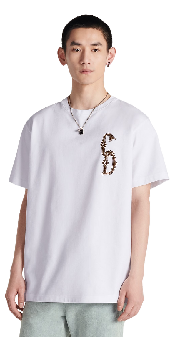 CD INTERLACED RELAXED FIT WHITE T-SHIRT - Exclusive Wear