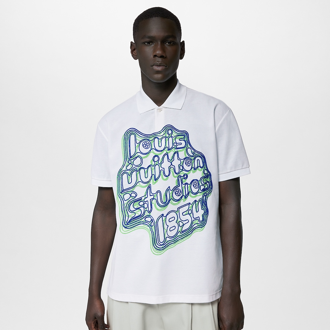 Embroidered Cotton Pique White Polo Shirt - Exclusive Wear