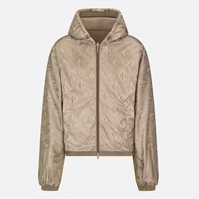 REVERSIBLE BEIGE HOODED TRACK JACKET