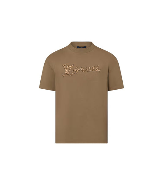 LV Ropes Embroidered Signatures Beige T-shirt
