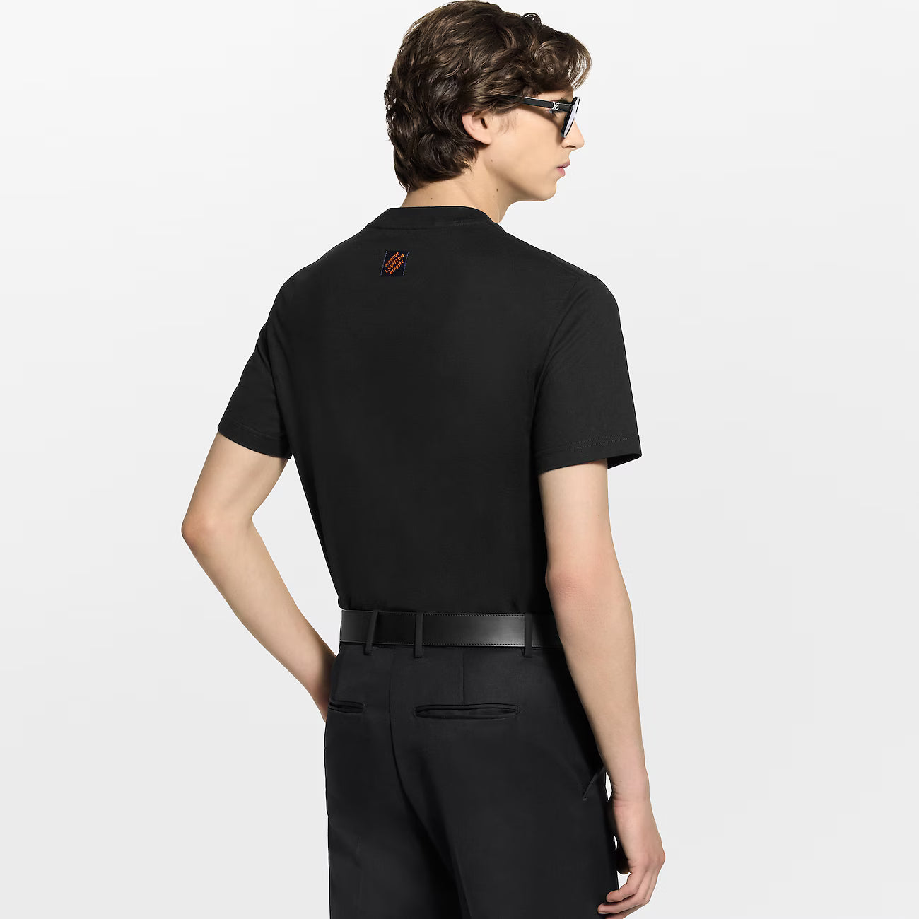 Beaded Signature Embroidery Black Cotton T-shirt - Exclusive Wear