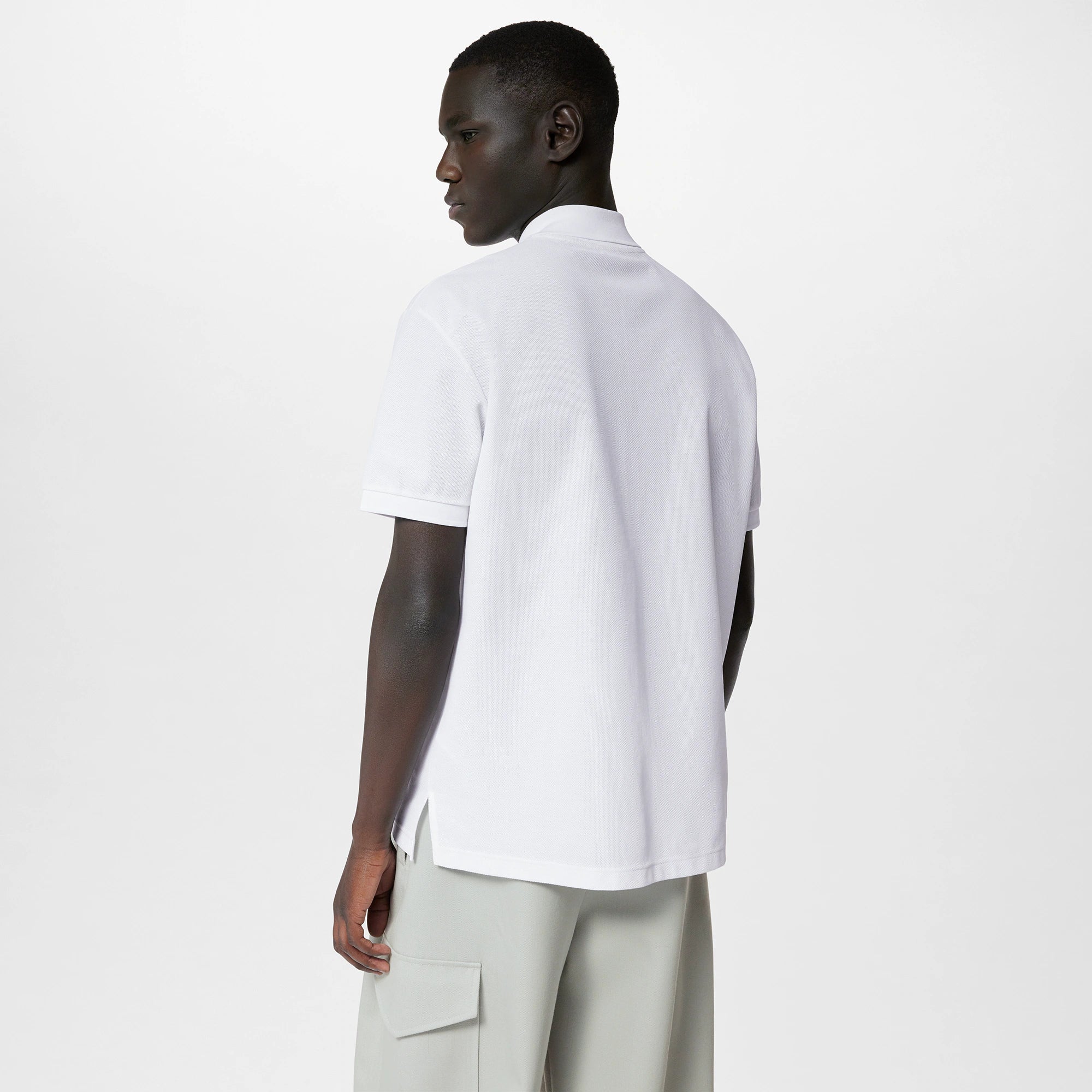 Embroidered Cotton Pique White Polo Shirt - Exclusive Wear