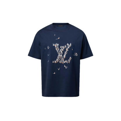Embroidered Blue Cotton T-shirt