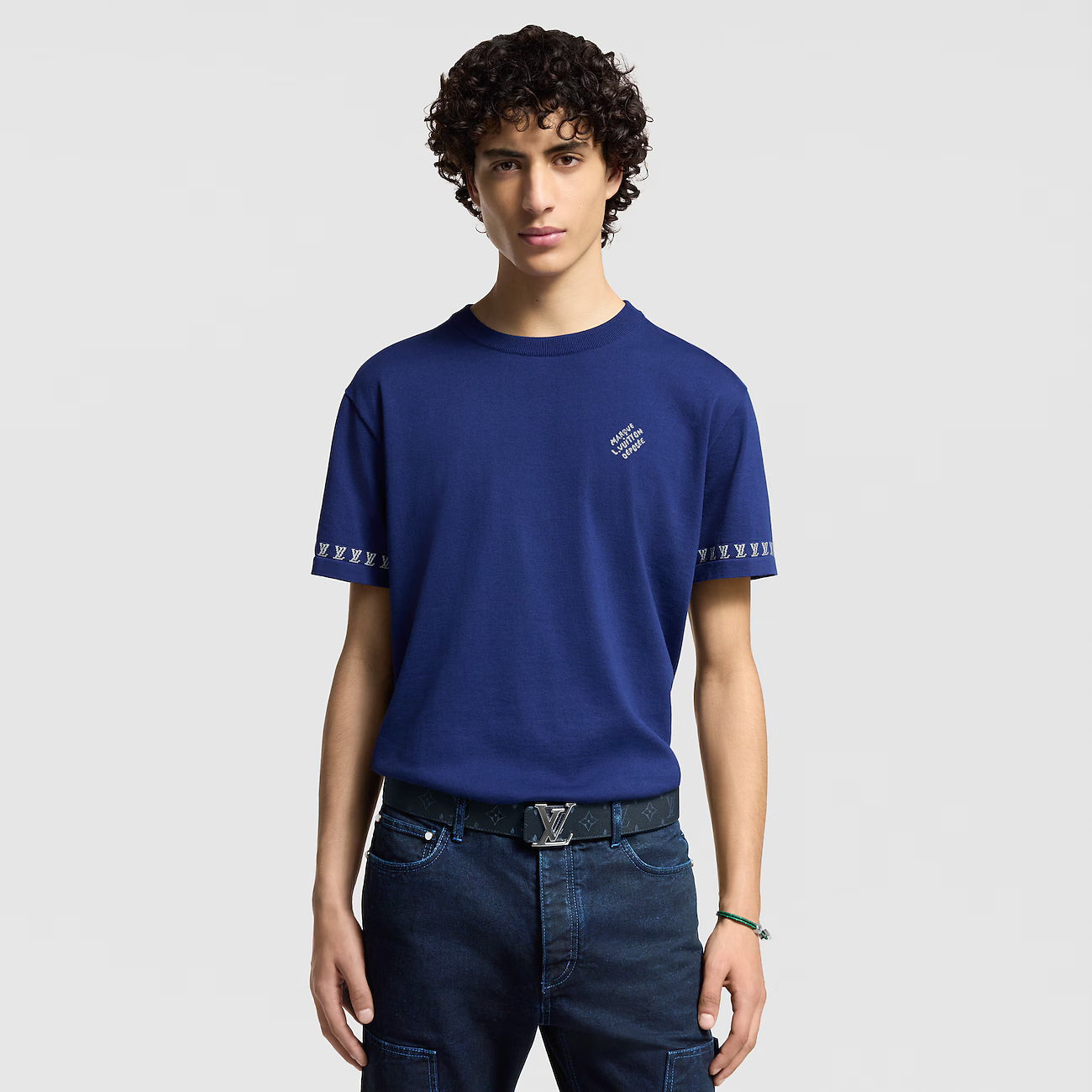 Signature Short-Sleeved Knitwear Indigo Blue T-shirt - Exclusive Wear