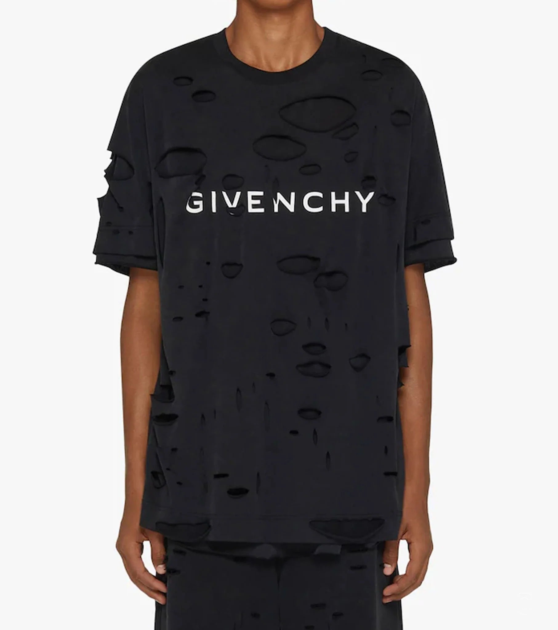 Black Oversized T-shirt with Destroyed Efffect - Exclusive Wear