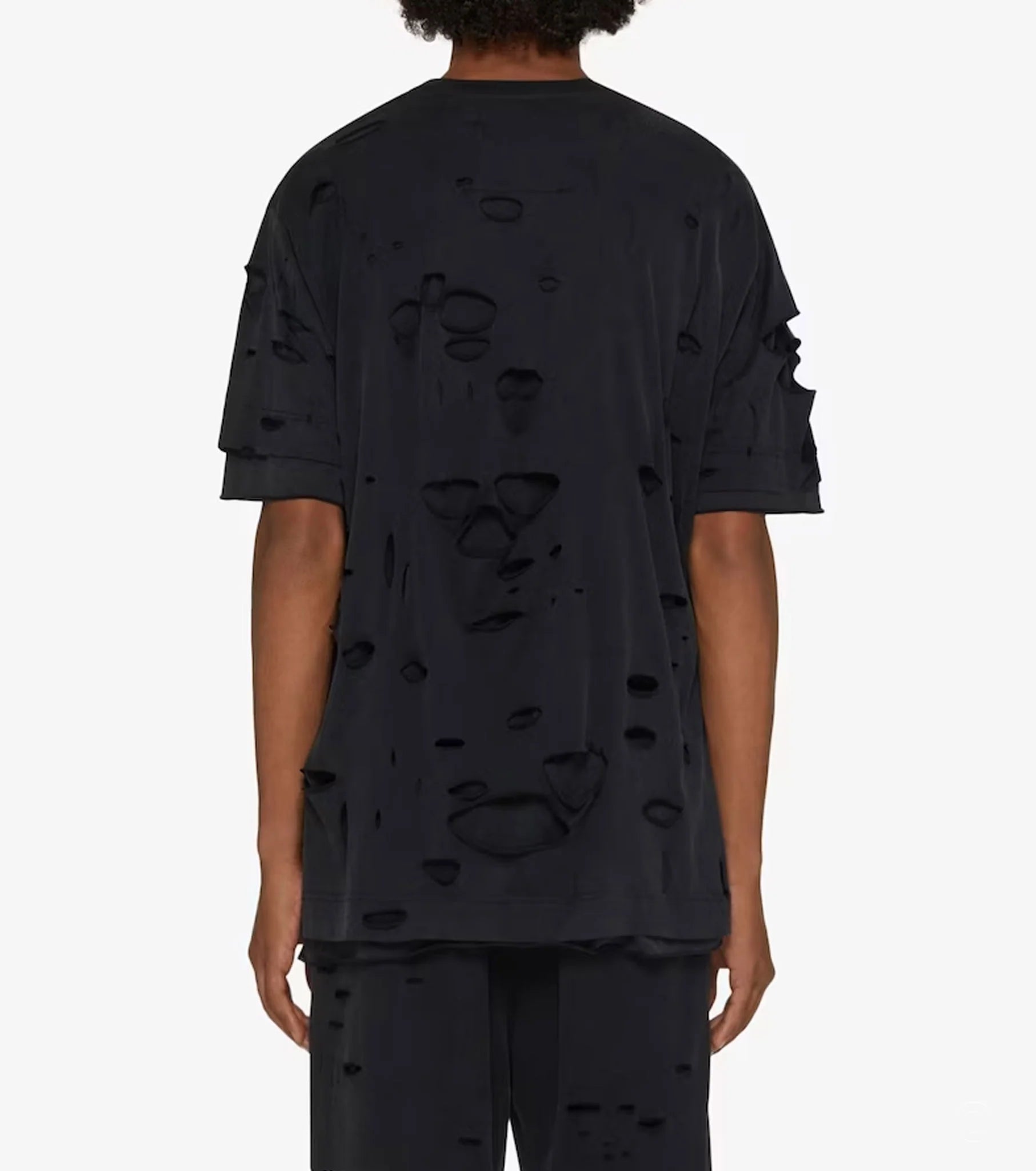 Black Oversized T-shirt with Destroyed Efffect - Exclusive Wear