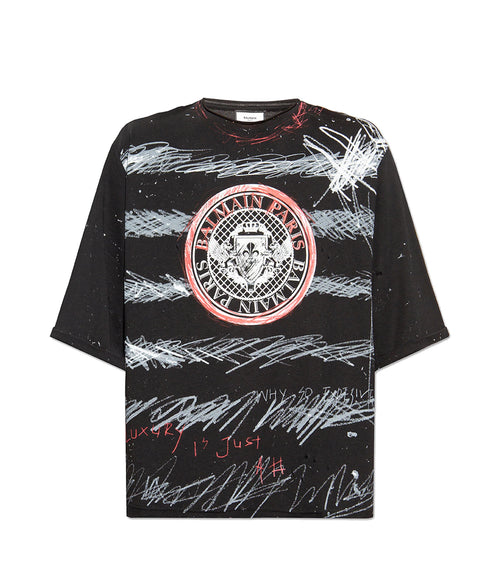 Graphic Print Oversized Black T-shirt - Exclusive Wear