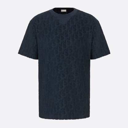 Oblique Relaxed Fit Navy Blue T-shirt - Exclusive Wear