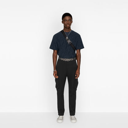 Oblique Relaxed Fit Navy Blue T-shirt - Exclusive Wear