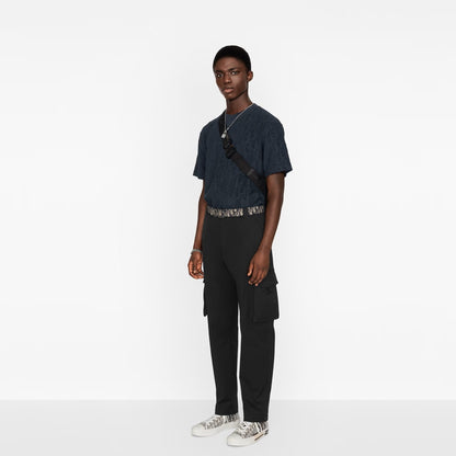 Oblique Relaxed Fit Navy Blue T-shirt - Exclusive Wear