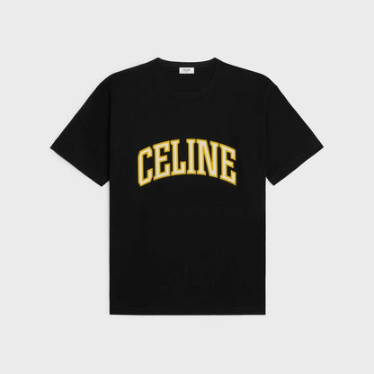 College Print Black Cotton Jersey T-shirt
