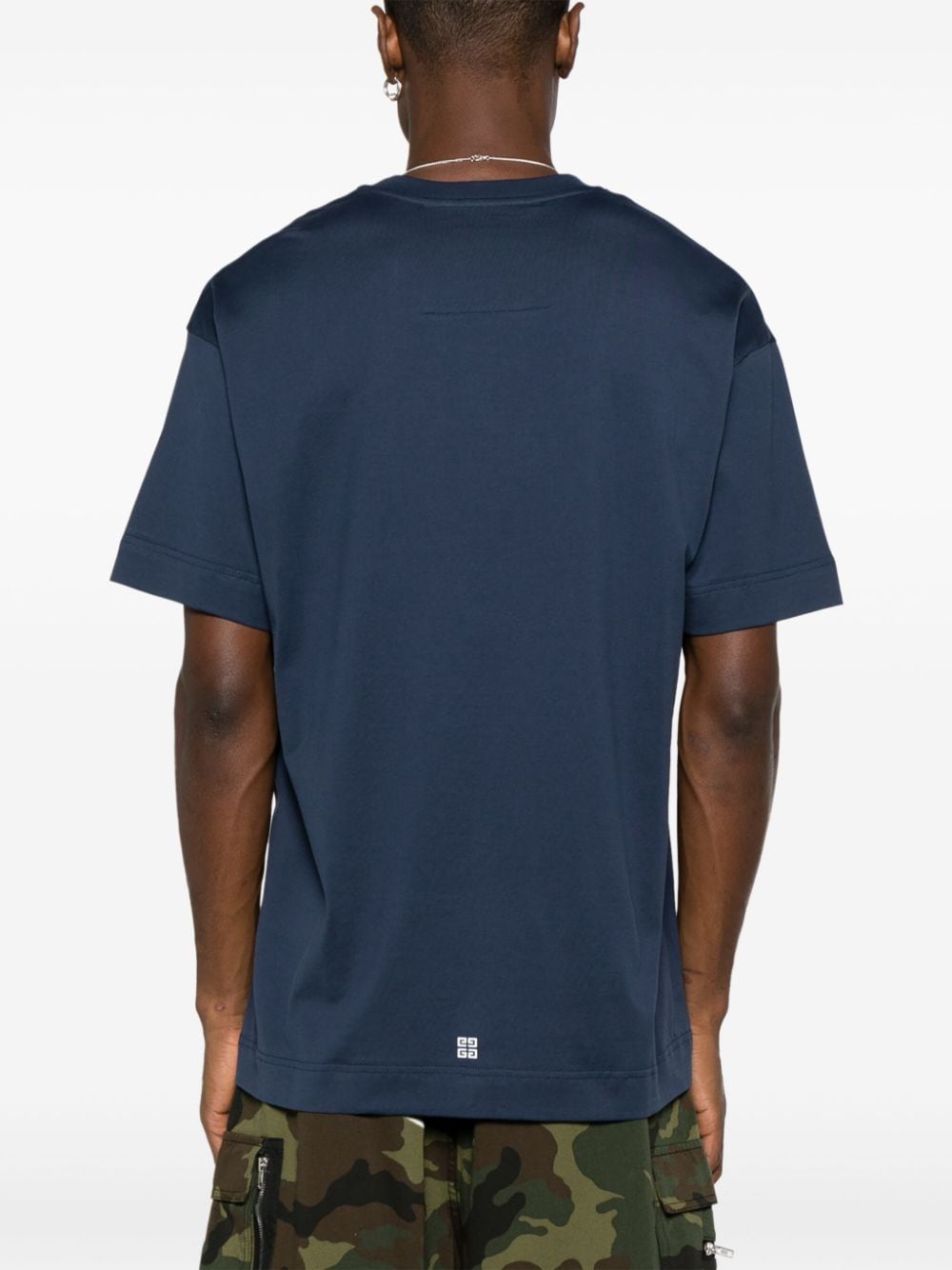 4G Deep Blue Cotton T-shirt with Pocket