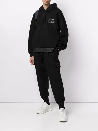 DG Black Drawstring Cotton Track Pants - Exclusive Wear