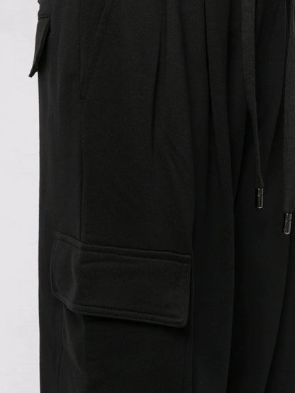 DG Black Drawstring Cotton Track Pants - Exclusive Wear