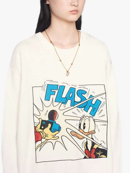 GUC x Disney Donald Duck White Sweatshirt - Styledistrict